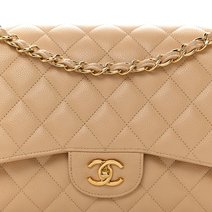 Chanel Caviar Quilted Jumbo Double Flap Light Beige 8 of 10
