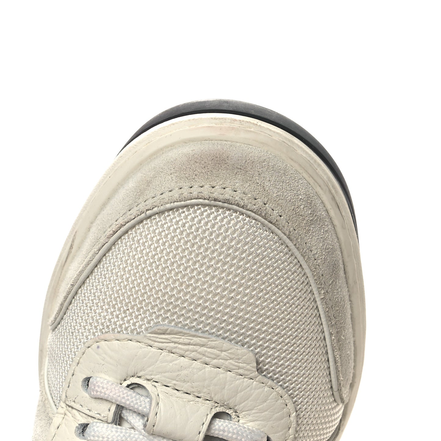 Suede Fabric Grained Calfskin Womens CC High Top Sneakers 37 White