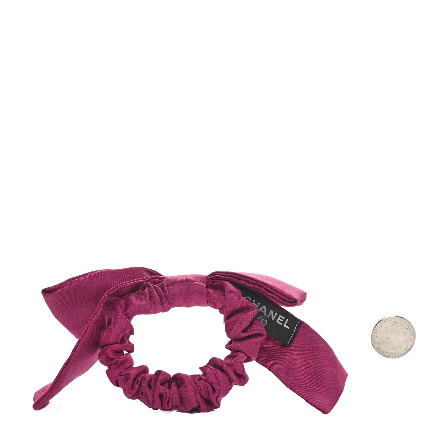 Chanel Silk Bow Scrunchie Hair Tie Fuchsia 2 of 4