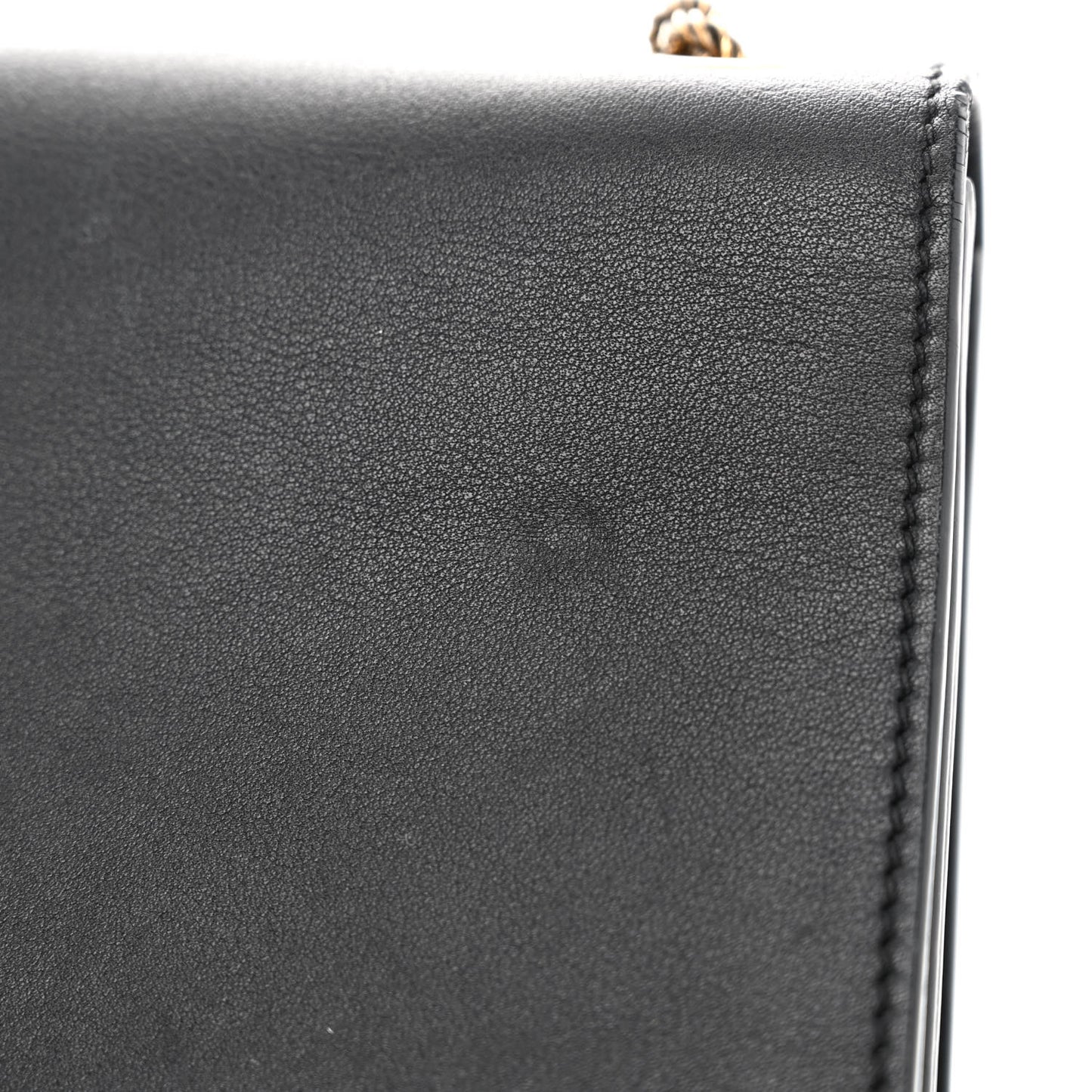 Smooth Calfskin Medium Braided Monogram Kate Satchel Black