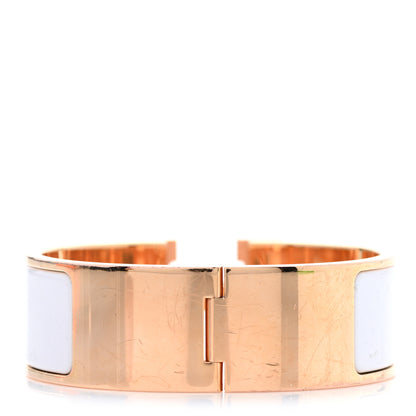 Hermes Enamel Wide Clic Clac H Bracelet PM White 3 of 6