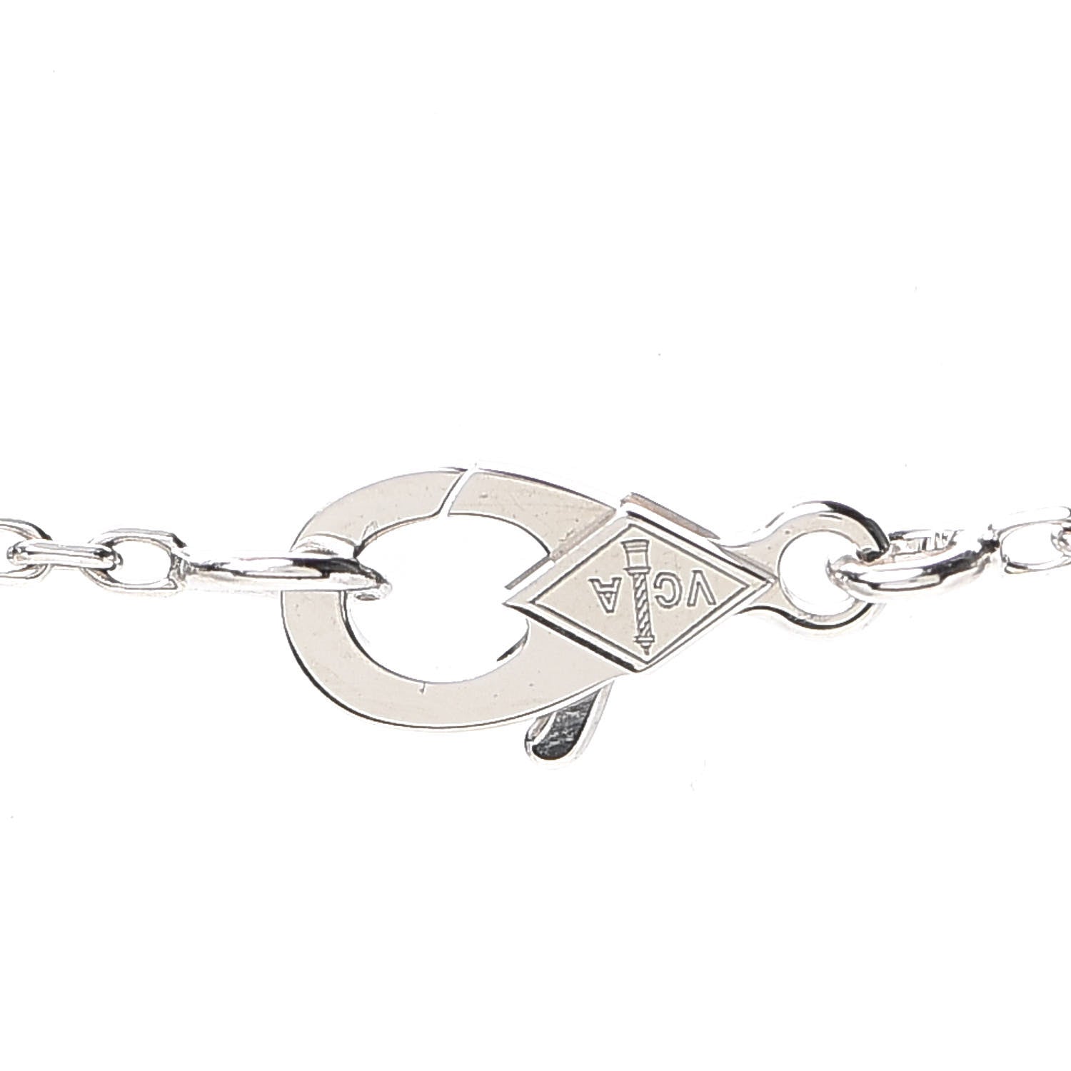 Van Cleef & Arpels 18K White Gold Diamond Guilloche Vintage Alhambra Pendant Necklace 4 of 8