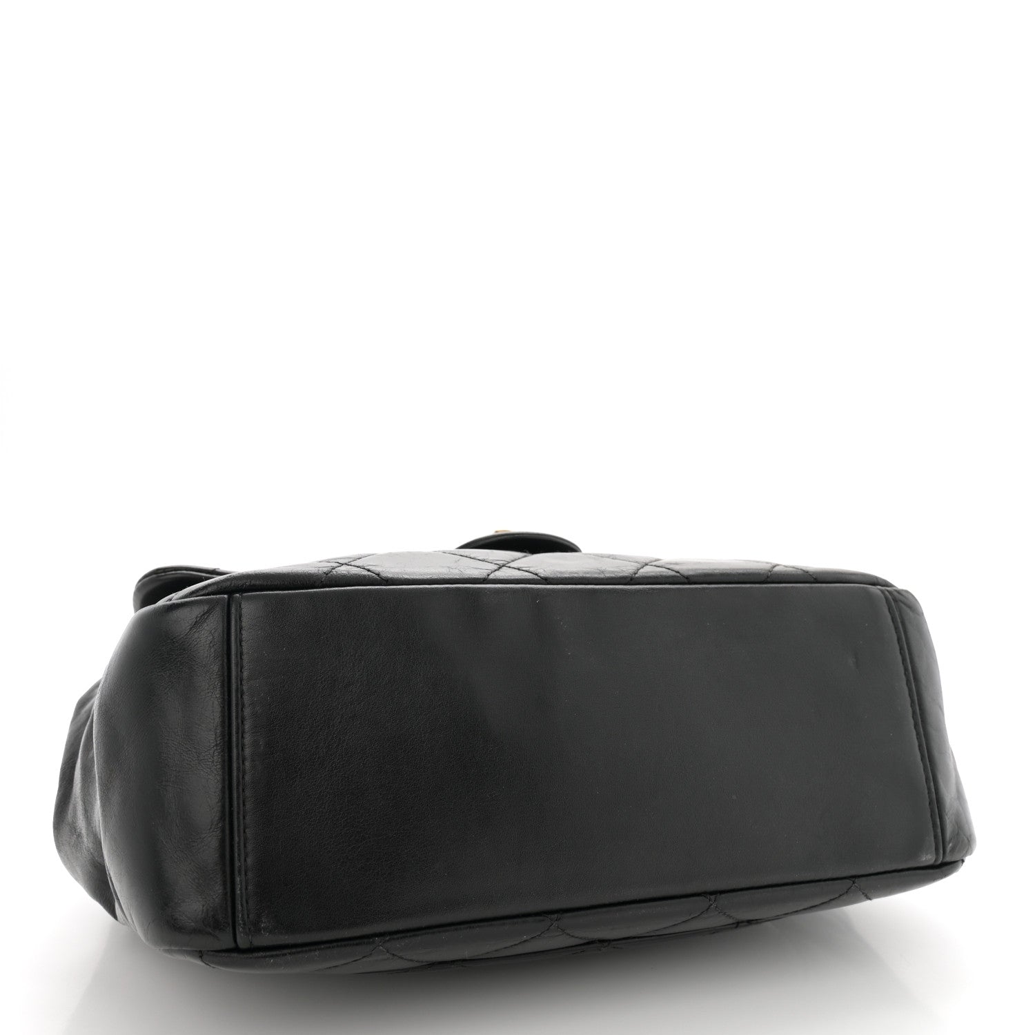 Chanel Glazed Calfskin Quilted Medium Gold Bar Top Handle Flap Black 4 of 16