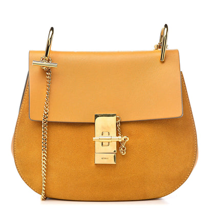 Chloe Suede Smooth Calfskin Drew Shoulder Bag Dark Ochre 1 of 13