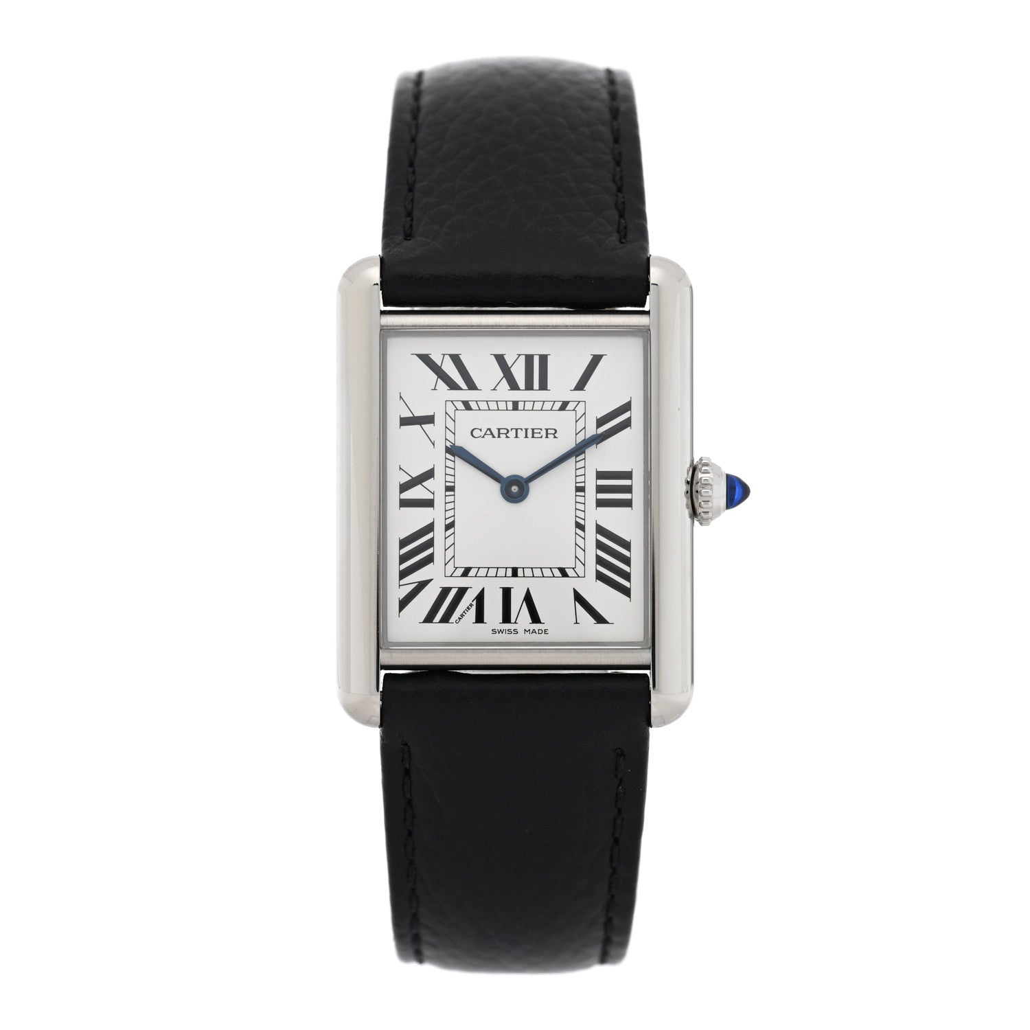 Cartier Stainless Steel Calfskin 25mm Must de Cartier Tank Quartz Watch 1 of 5