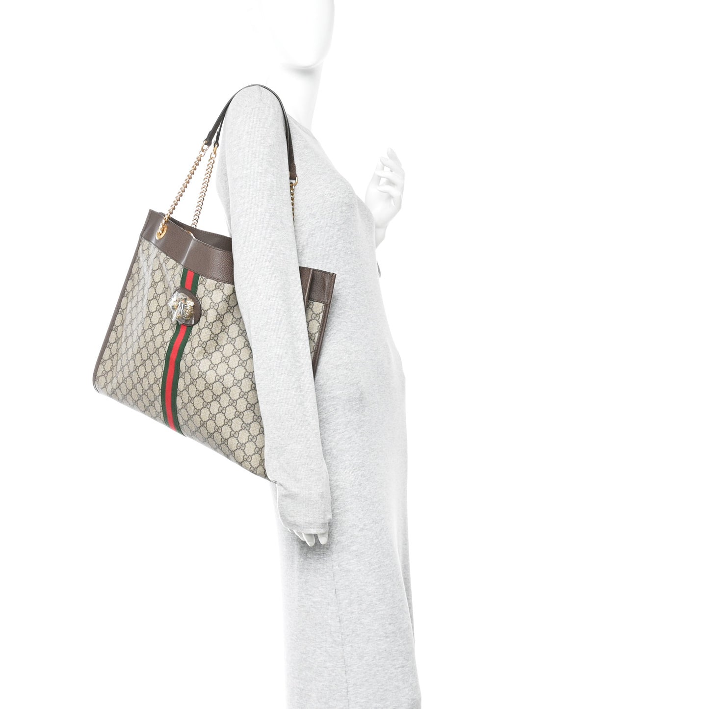 GG Supreme Monogram Large Rajah Chain Tote Beige New Acero