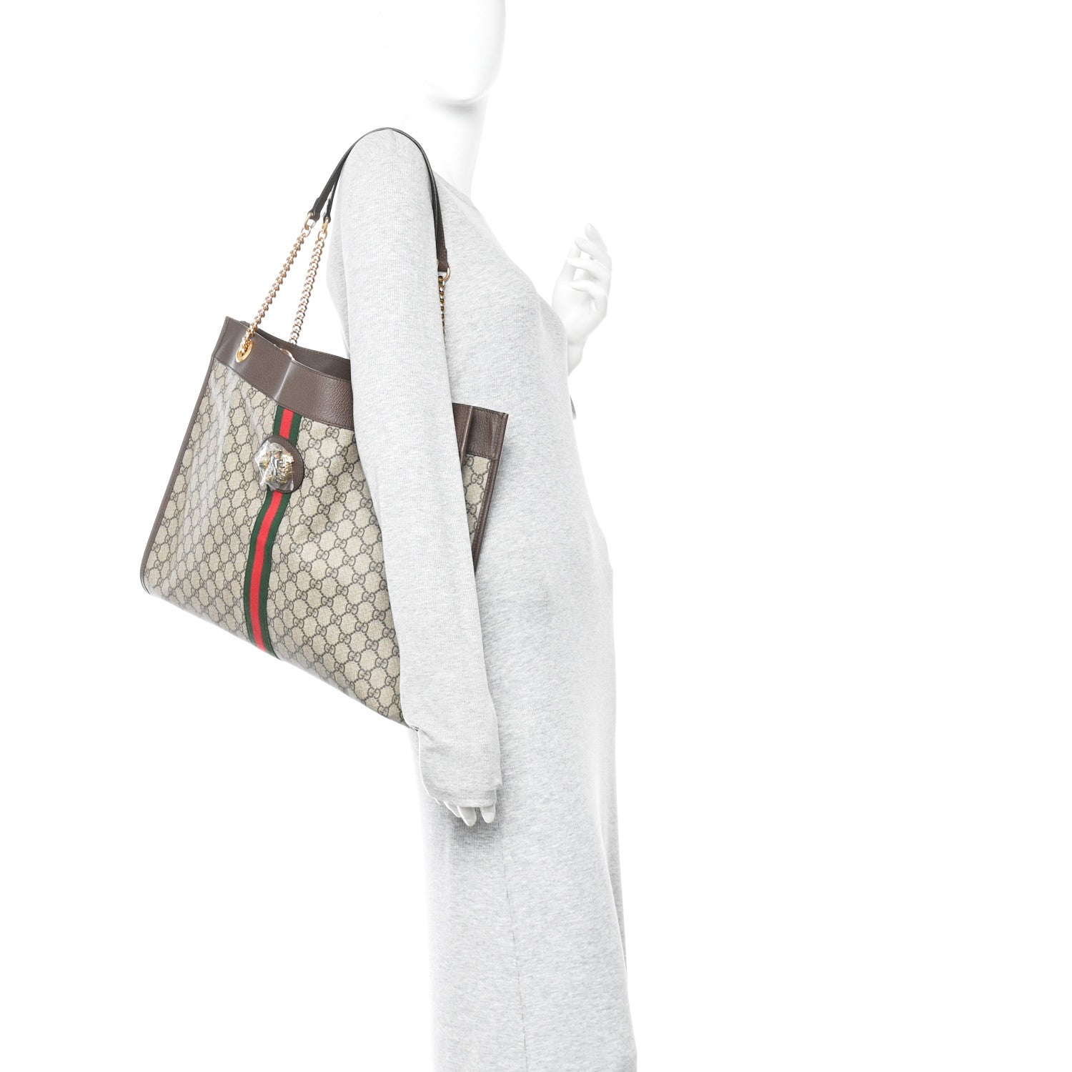 Gucci GG Supreme Monogram Large Rajah Chain Tote Beige New Acero 2 of 11