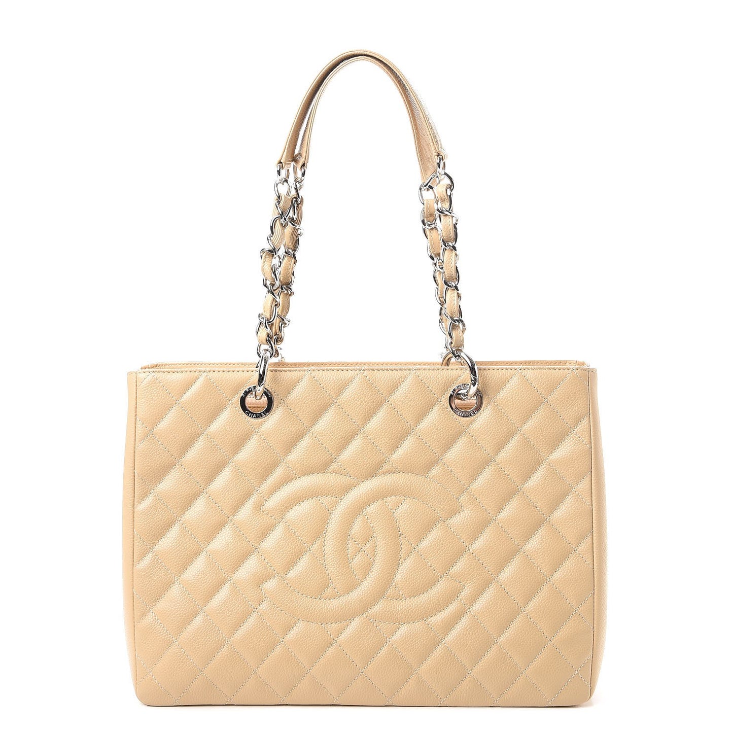 Caviar Quilted Grand Shopping Tote GST Beige Clair