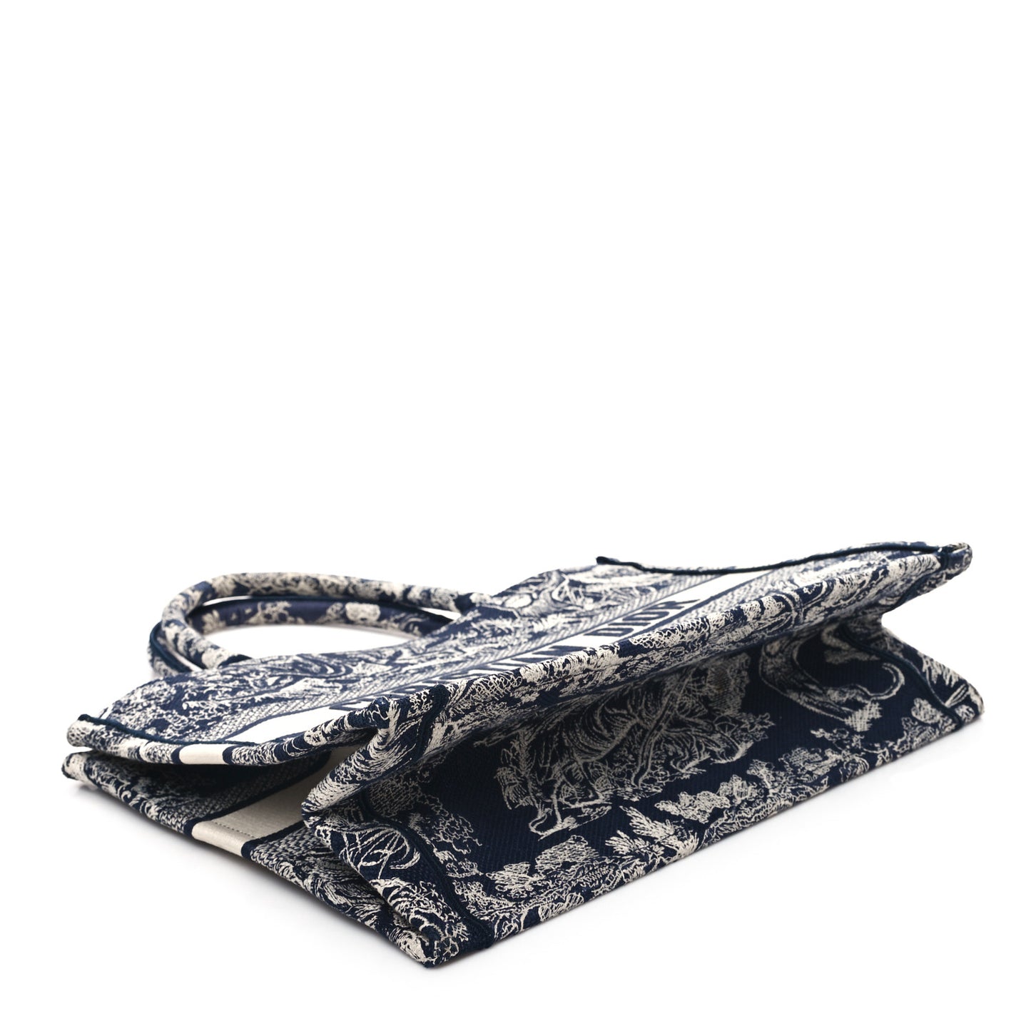Canvas Embroidered Medium Toile De Jouy Reverse Book Tote Blue