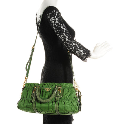 Prada Tessuto Nylon Gaufre Shopping Satchel Green 2 of 8