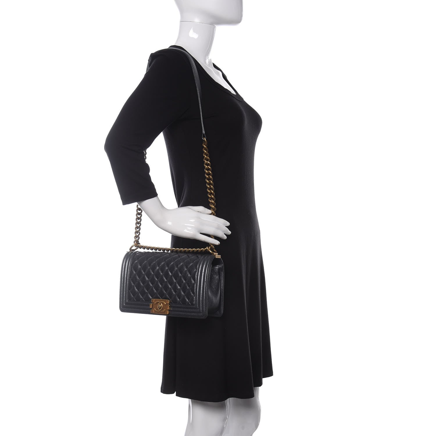 Chanel Metallic Calfskin Quilted Medium Boy Flap Grey 2 of 11
