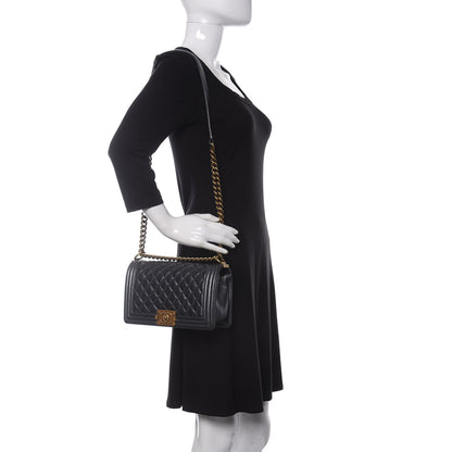 Chanel Metallic Calfskin Quilted Medium Boy Flap Grey 2 of 11
