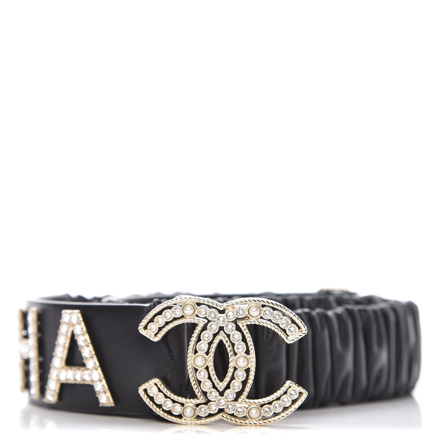 Lambskin Crystal Logo Belt 90 36 Black