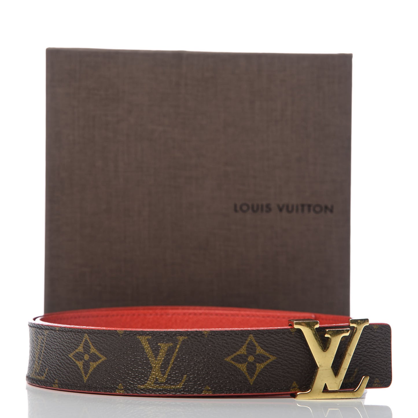 Calfskin Monogram 30mm LV Initiales Reversible Belt 75 30 Coquelicot