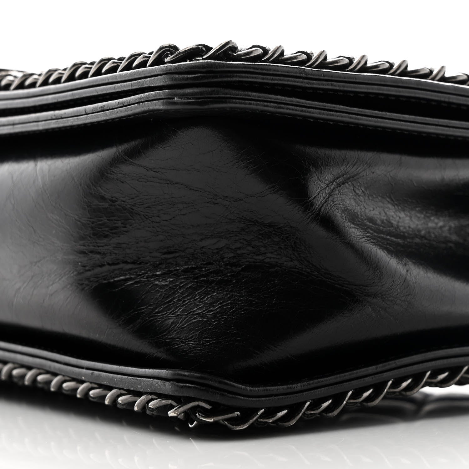 Chanel Glazed Calfskin Quilted New Medium Boy Chained Flap Black 10 of 10