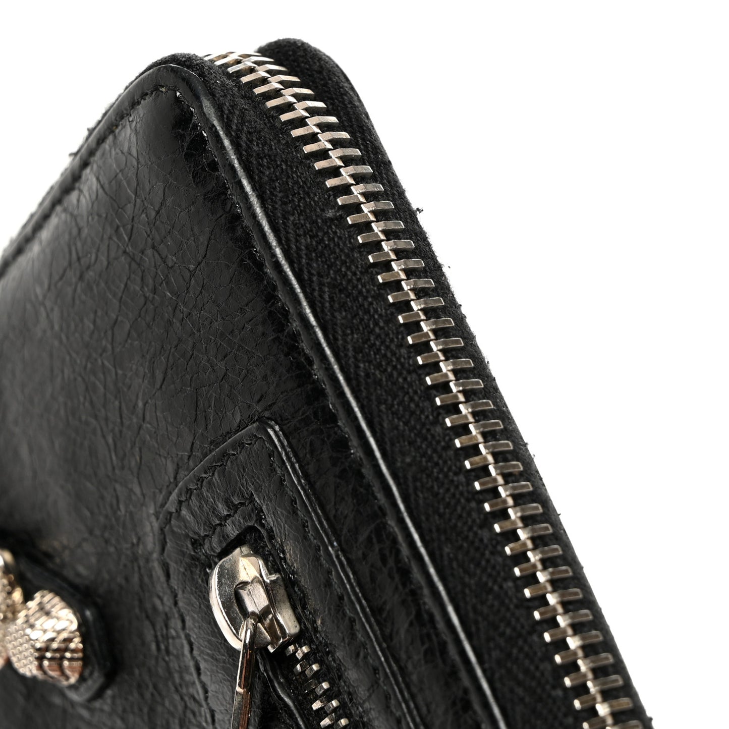 Agneau Giant 12 Silver Hardware Continental Zip Around Wallet Black