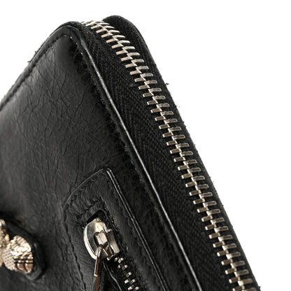 Balenciaga Agneau Giant 12 Silver Hardware Continental Zip Around Wallet Black 7 of 8