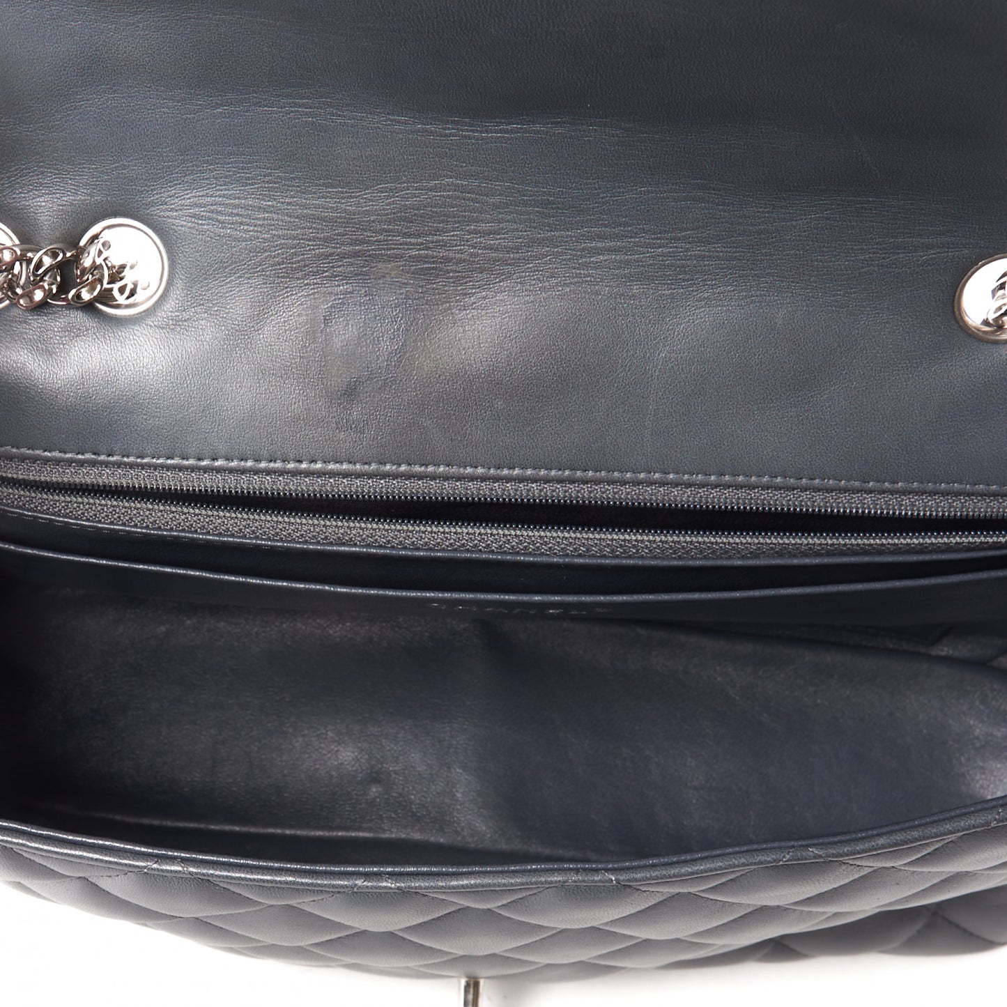 Lambskin Quilted Jumbo Single Flap Bijoux Chain Dark Grey