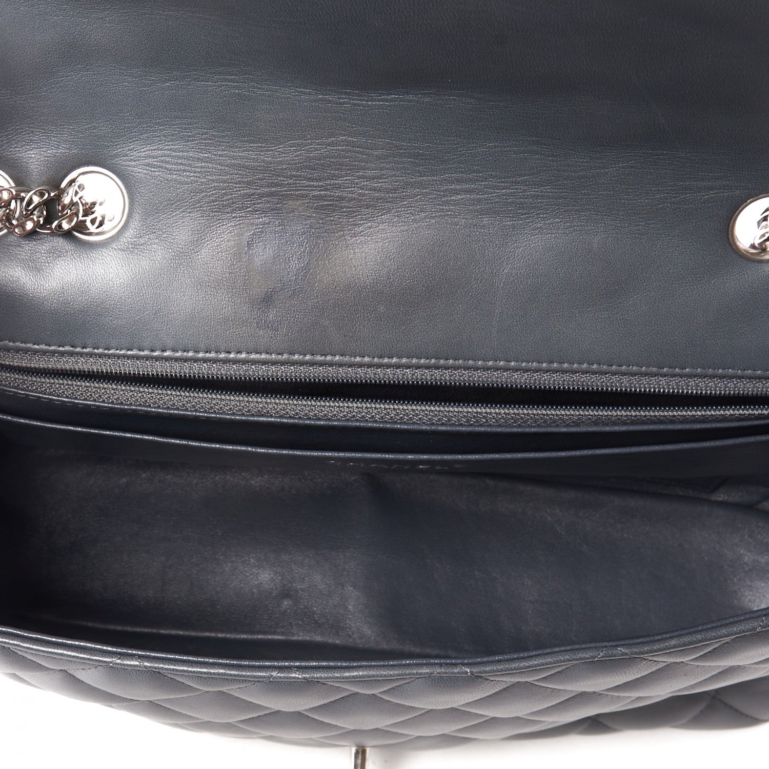 Chanel Lambskin Quilted Jumbo Single Flap Bijoux Chain Dark Grey 6 of 10