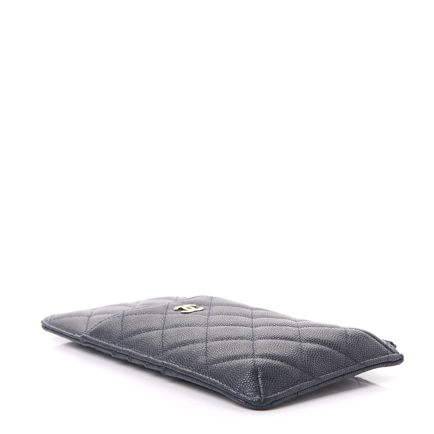 Caviar Quilted Classic Flat Wallet Pouch Blue
