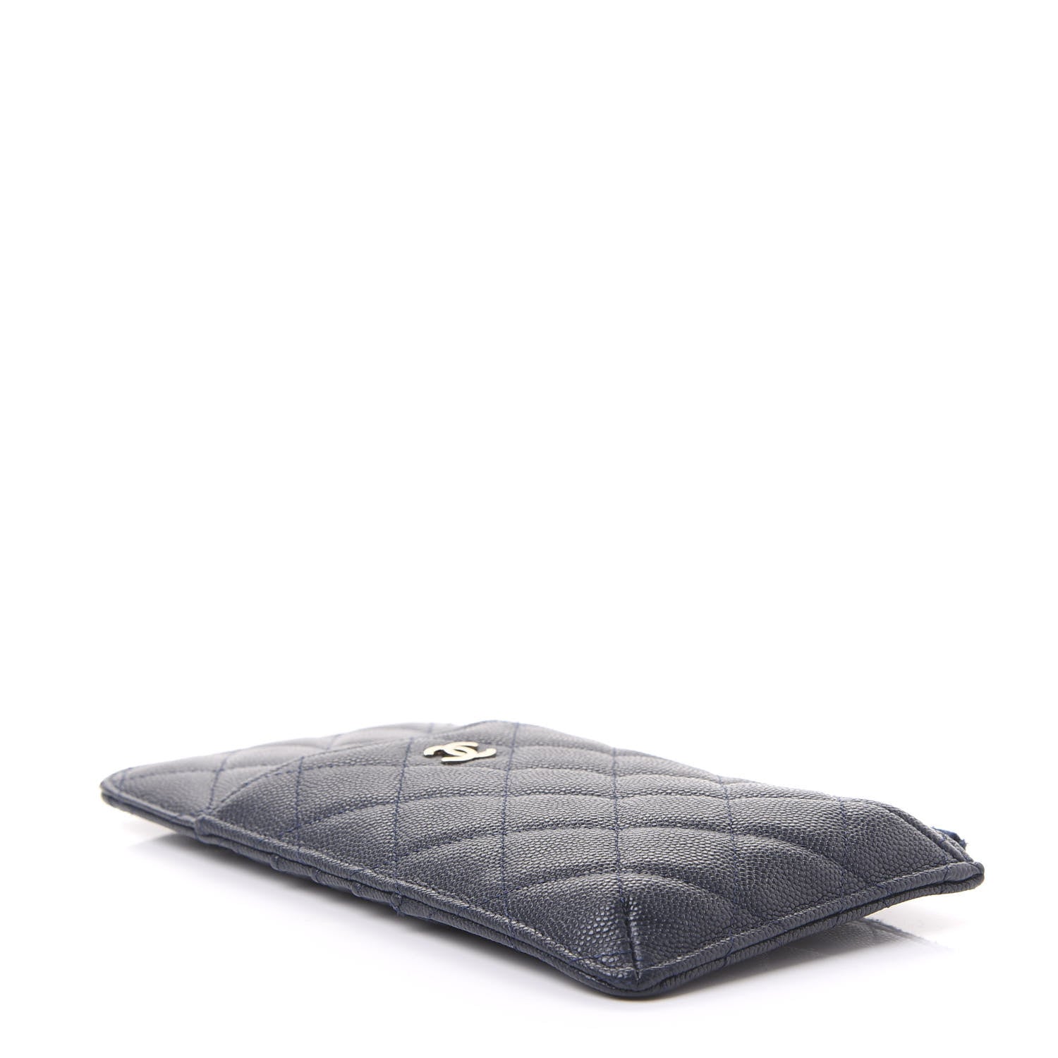 Chanel Caviar Quilted Classic Flat Wallet Pouch Blue 4 of 12