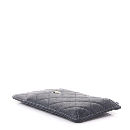 Chanel Caviar Quilted Classic Flat Wallet Pouch Blue 4 of 12