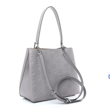 MCM Calfskin Ottomar Monogram Sarah Convertible Hobo Dove 3 of 9