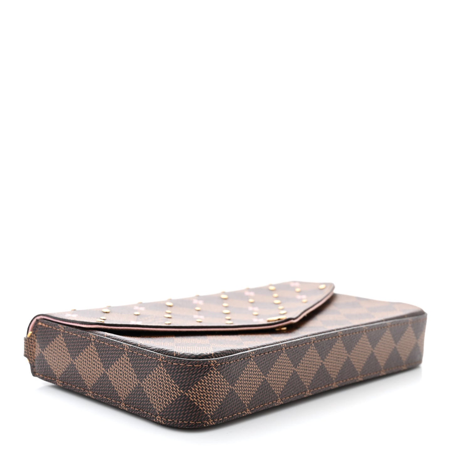 Damier Ebene Studded Pochette Felicie Chain Wallet
