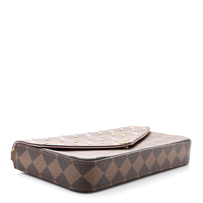 Louis Vuitton Damier Ebene Studded Pochette Felicie Chain Wallet 4 of 9