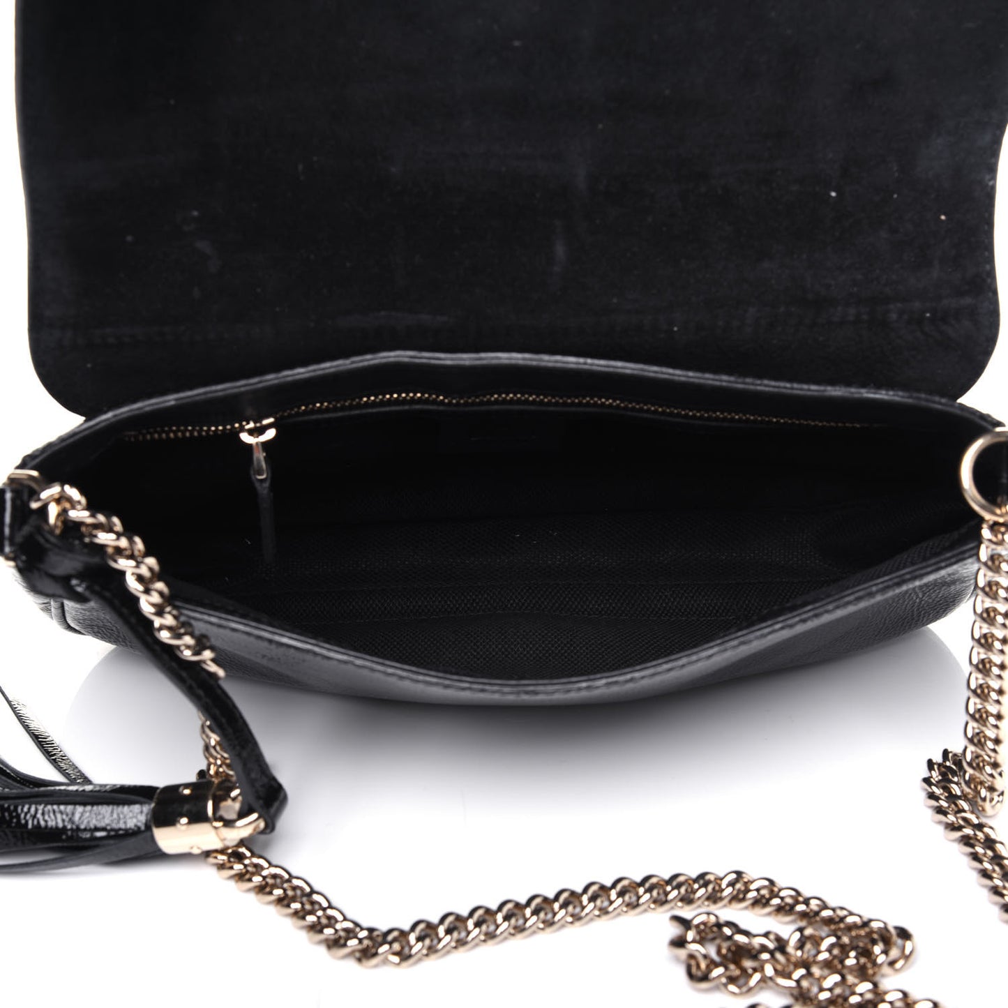 Patent Medium Soho Flap Crossbody Black
