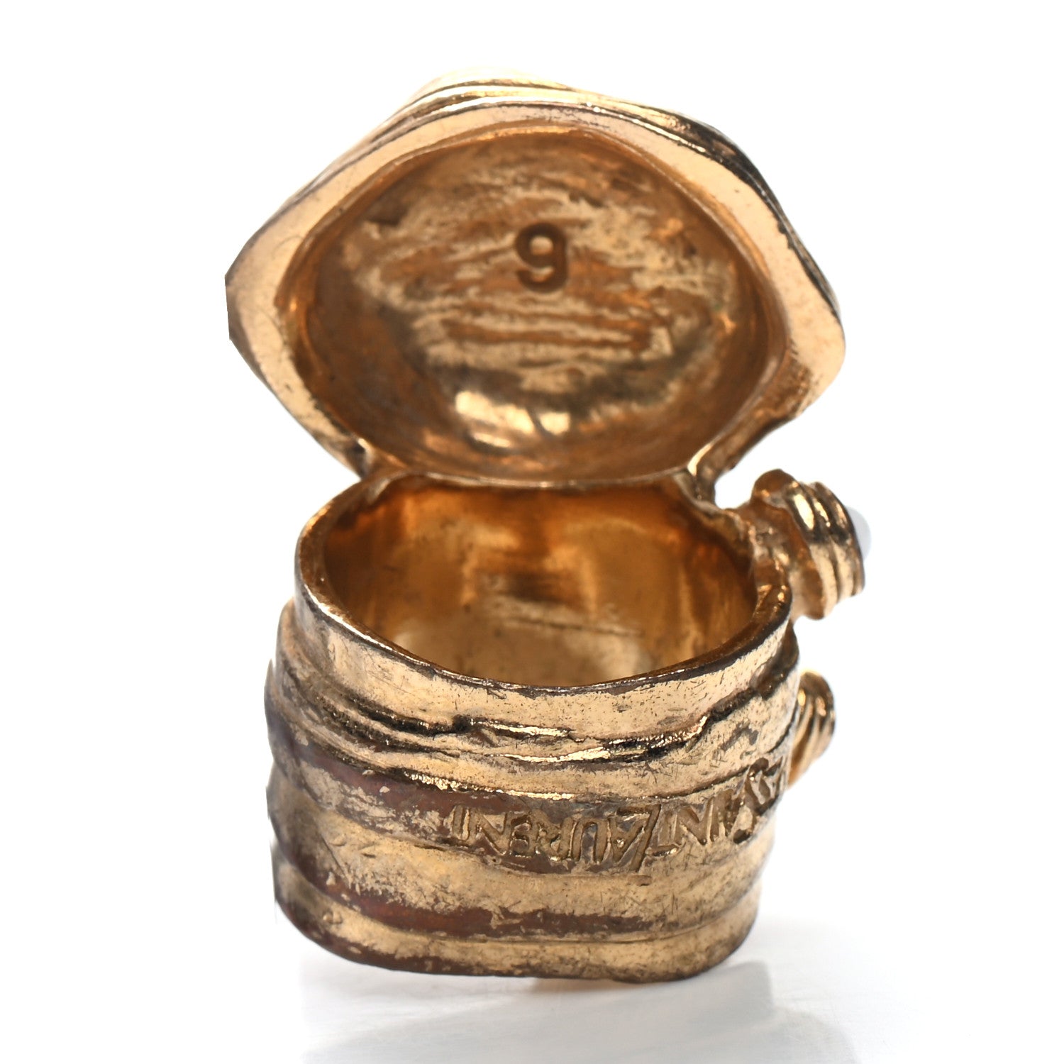 Saint Laurent Enamel Arty Ring 6 Gold White 4 of 5