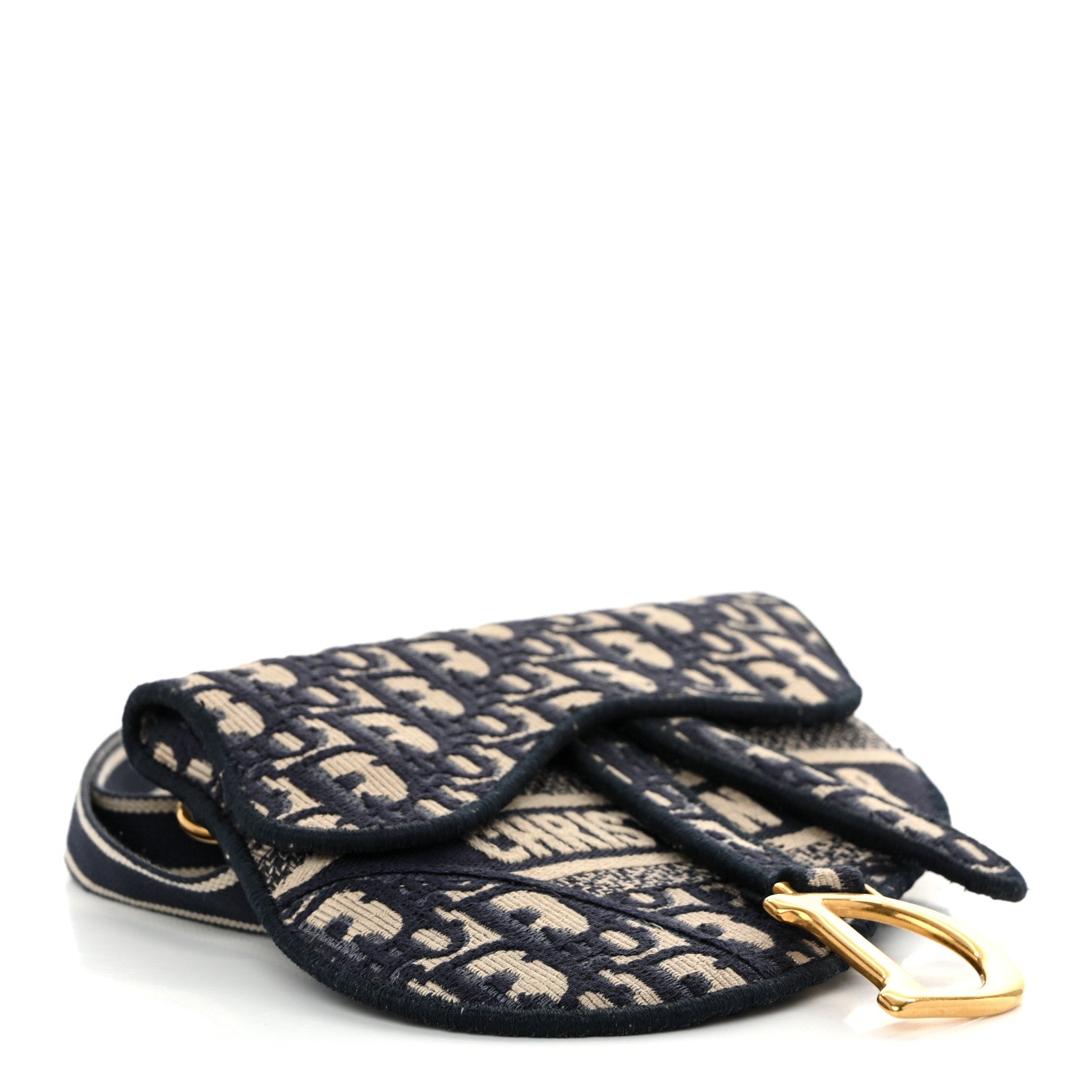 Christian Dior Oblique Embroidered Saddle Belt Pouch Blue 4 of 10