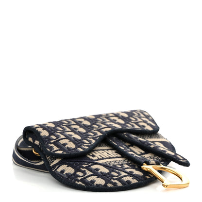 Christian Dior Oblique Embroidered Saddle Belt Pouch Blue 4 of 10