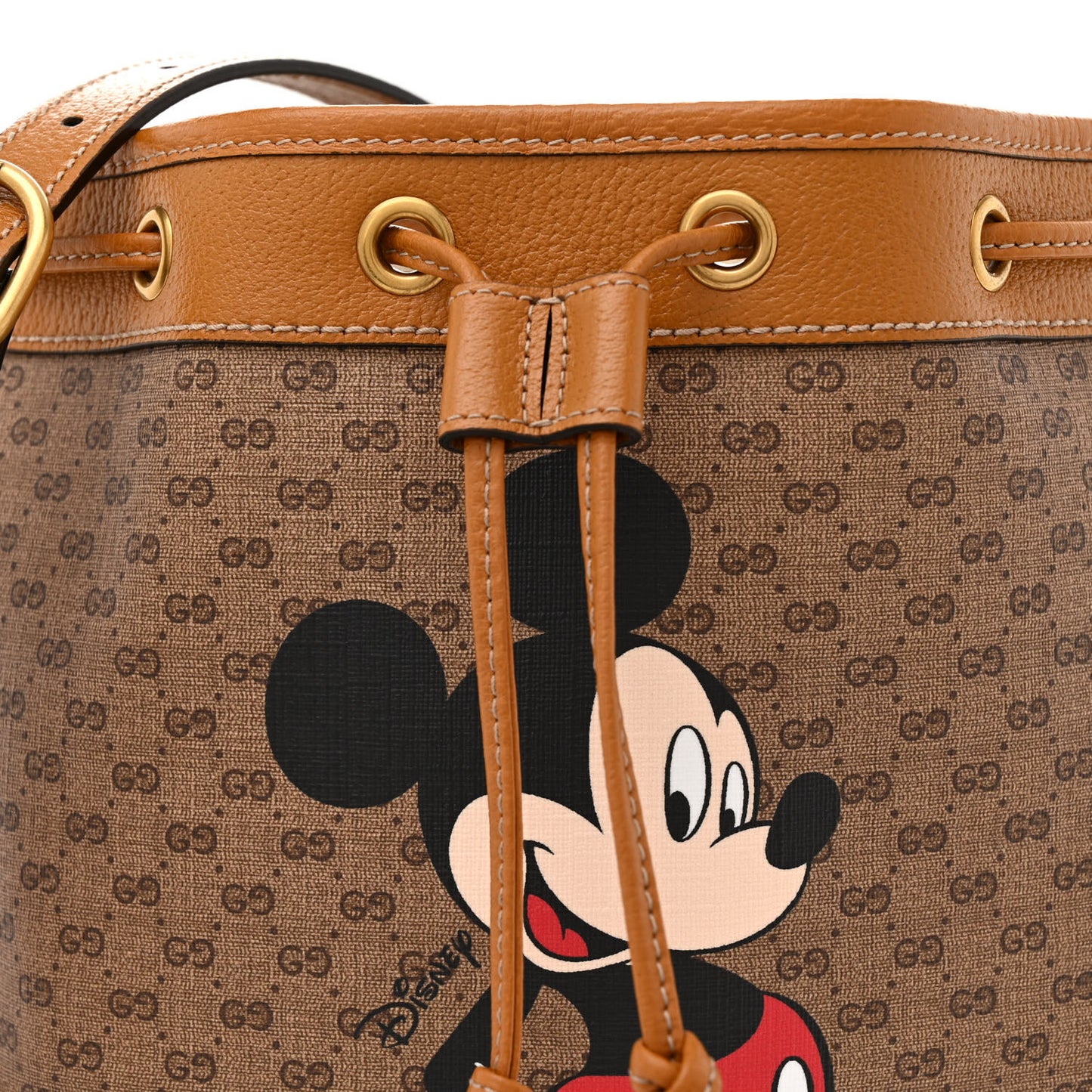 X DISNEY Mini Vintage GG Supreme Monogram Bucket Bag Beige Vintage Sun Oil