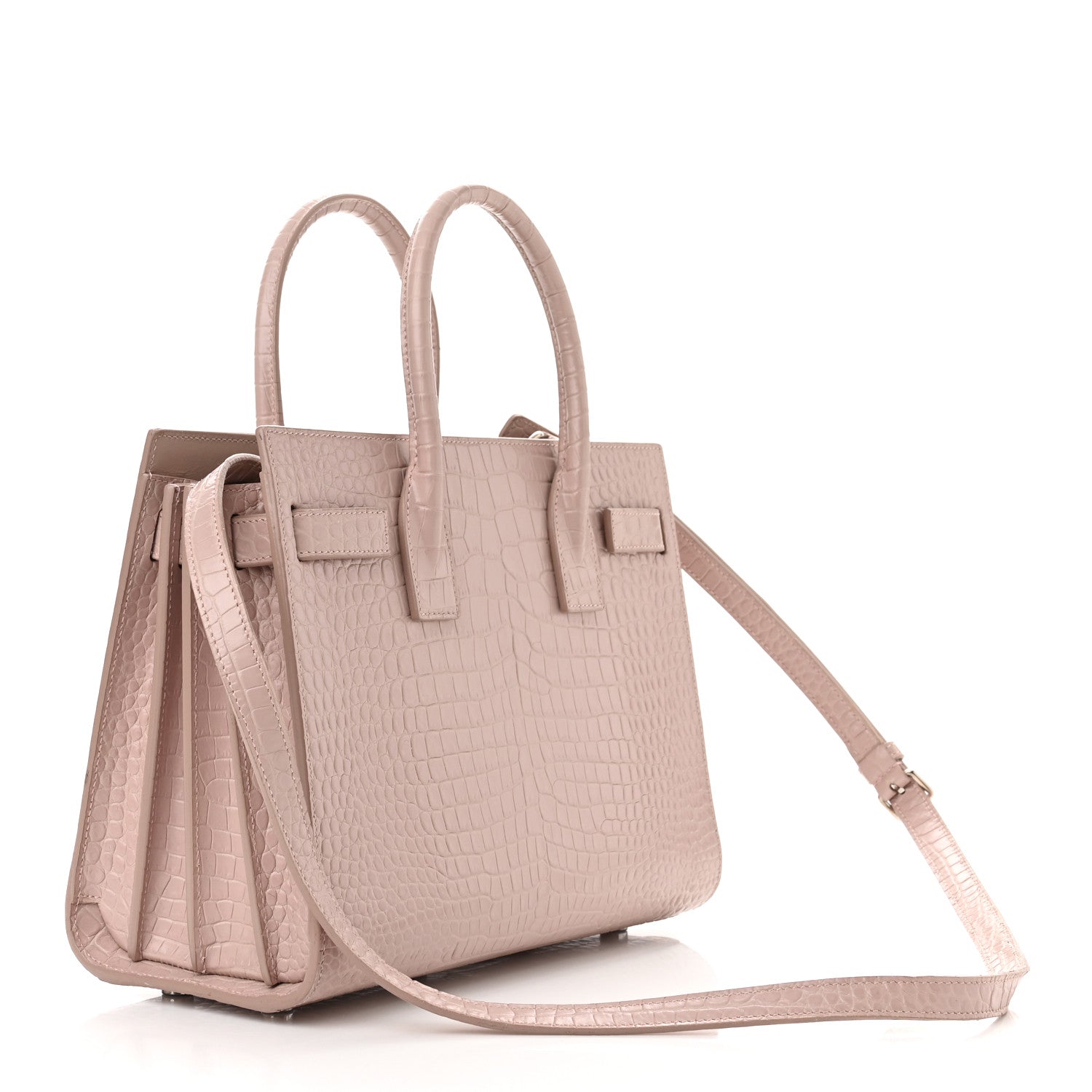 Saint Laurent Calfskin Crocodile Embossed Baby Sac De Jour Rose Antic 4 of 18