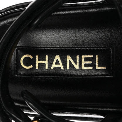 Chanel Lambskin Velcro CC Pearl Bow Dad Sandals 39 Black 8 of 12
