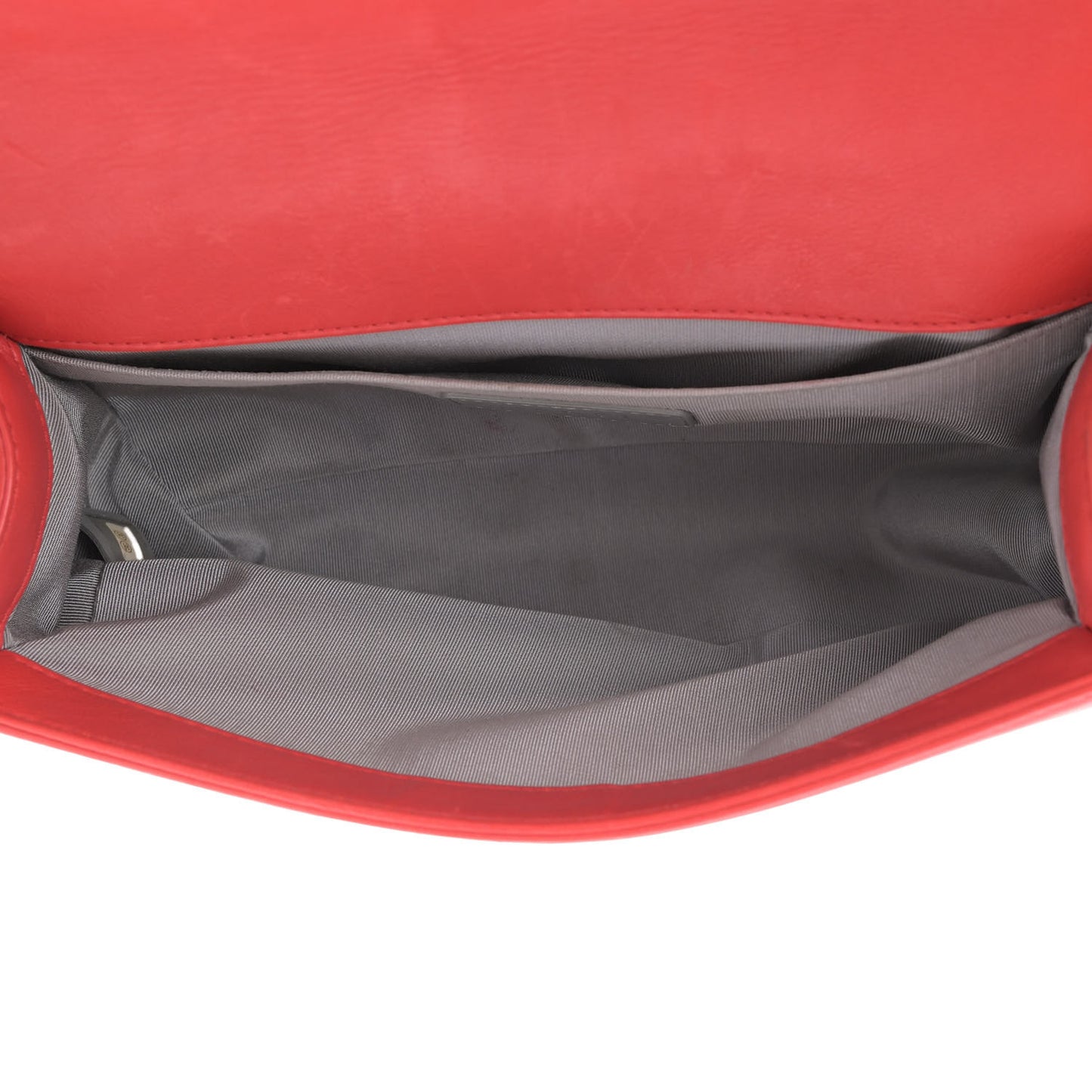 Calfskin Quilted Double Stitch Medium Boy Flap Red