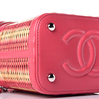 Chanel Calfskin Raffia Small Take Away Vanity Case Bag Pink Beige 8 of 11