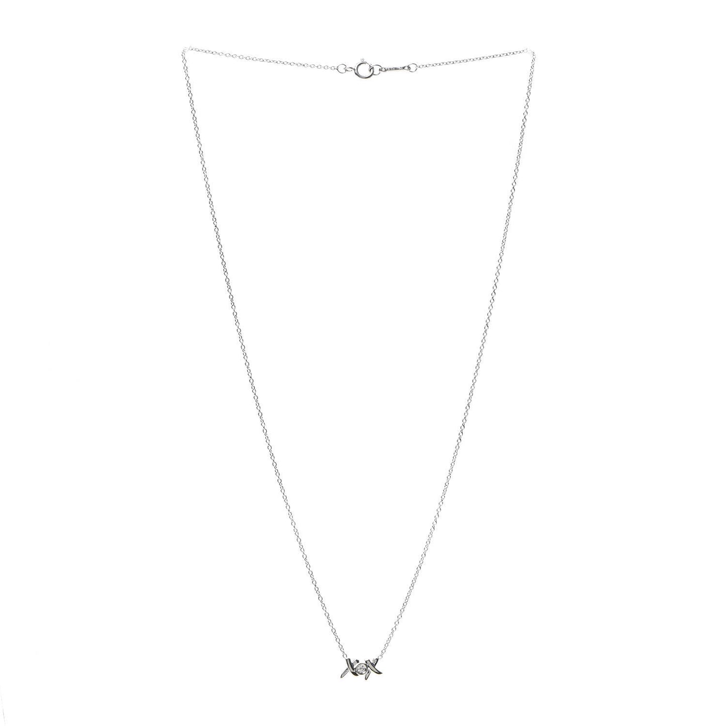 18K White Gold Diamond Paloma Picasso Love and Kisses Pendant Necklace