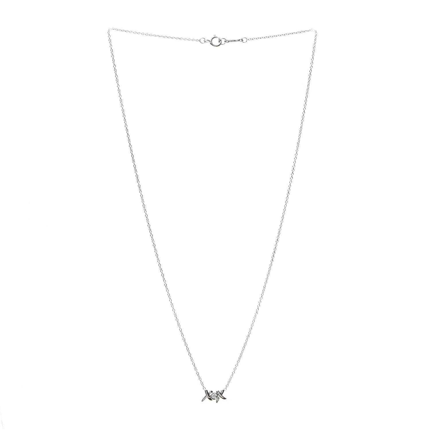 Tiffany 18K White Gold Diamond Paloma Picasso Love and Kisses Pendant Necklace 3 of 5