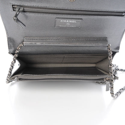 Chanel Metallic Calfskin Quilted Pixel Effect Wallet on Chain WOC Silver 5 of 9