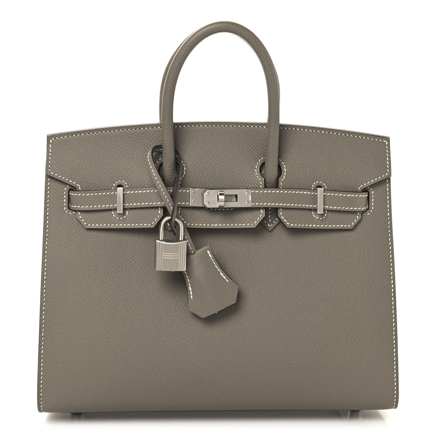 Epsom Horseshoe Birkin Sellier 25 Gris Asphalte Gris Perle