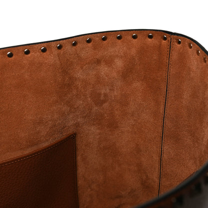 Valentino Garavani Grained Calfskin Rockstud Shoulder Tote Bright Cognac 9 of 14
