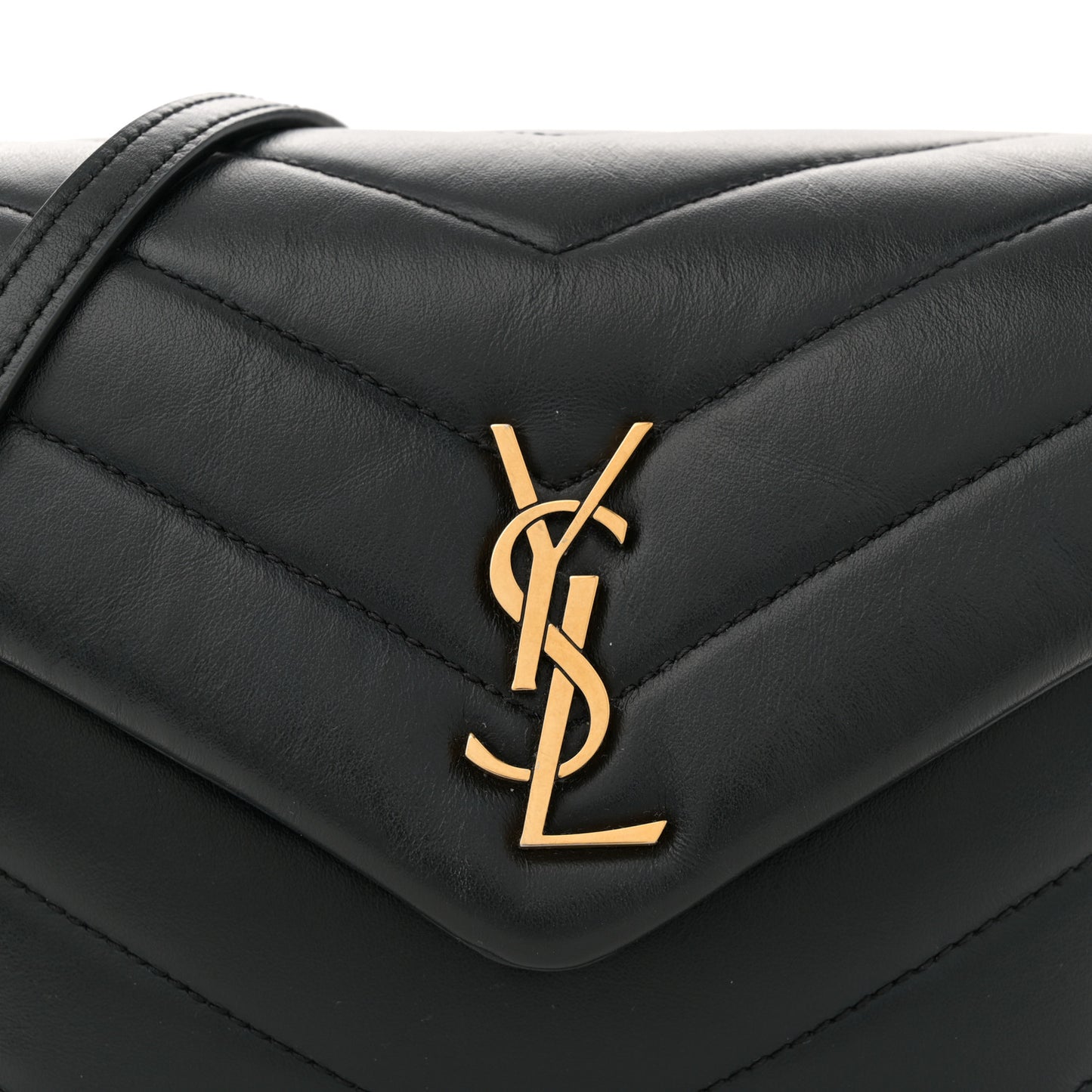 Calfskin Y Quilted Monogram Toy Loulou Crossbody Bag Black