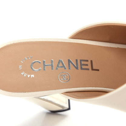 Chanel Lambskin Cap Toe Mules 38.5 Ivory Black 8 of 12