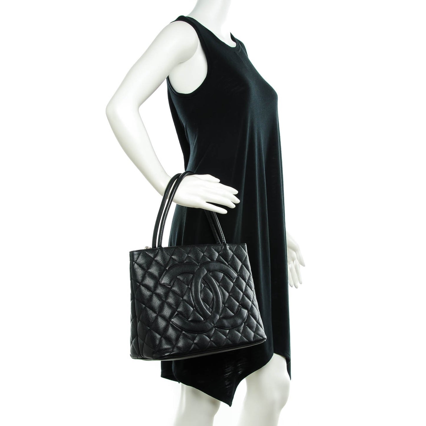 Caviar Quilted Medallion Tote Black