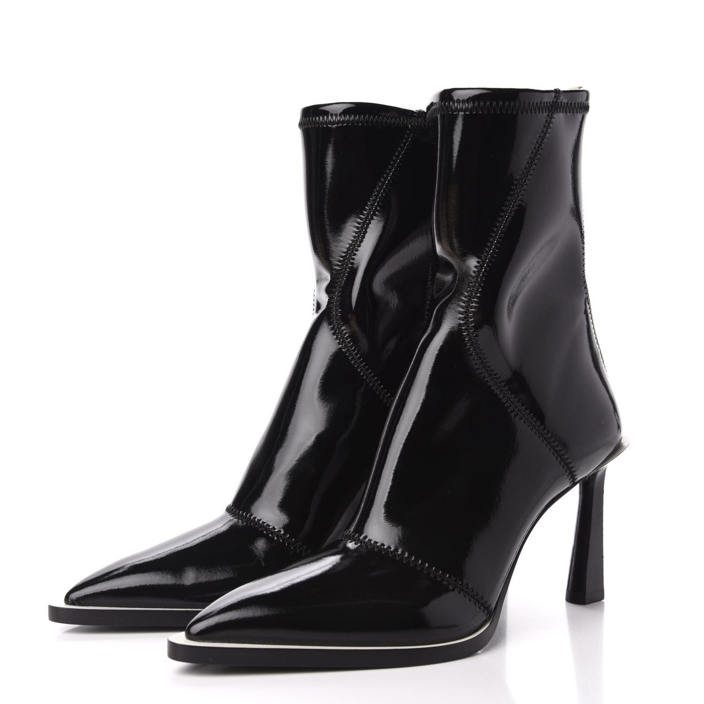 Glossy Neoprene FFrame Ankle Boots 38 Black