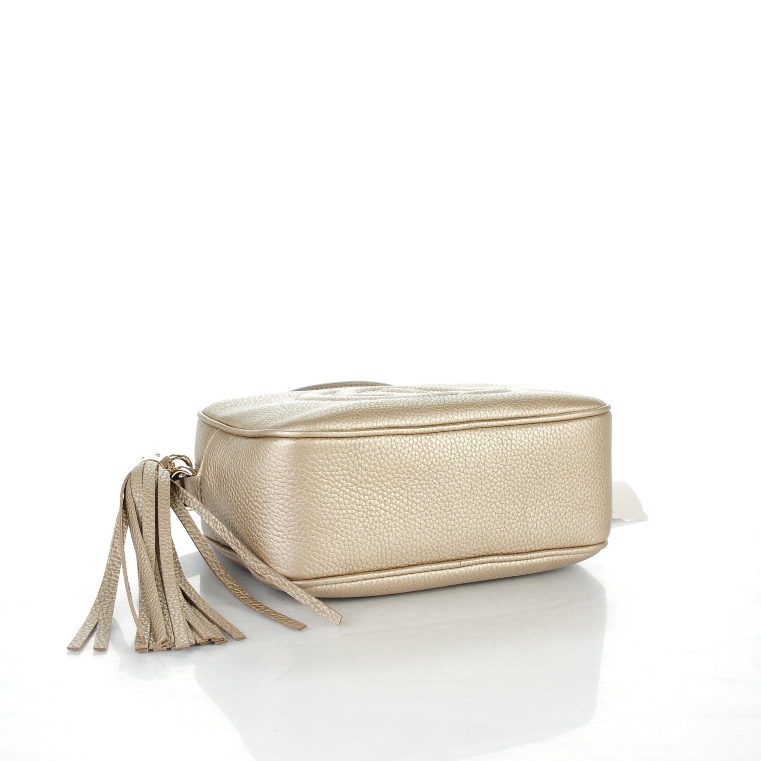 Gucci Metallic Pebbled Calfskin Small Soho Disco Bag Golden Beige 4 of 7