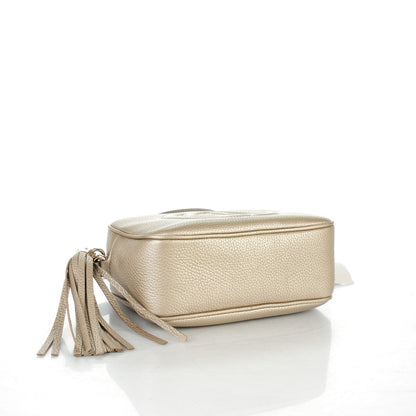 Gucci Metallic Pebbled Calfskin Small Soho Disco Bag Golden Beige 4 of 7