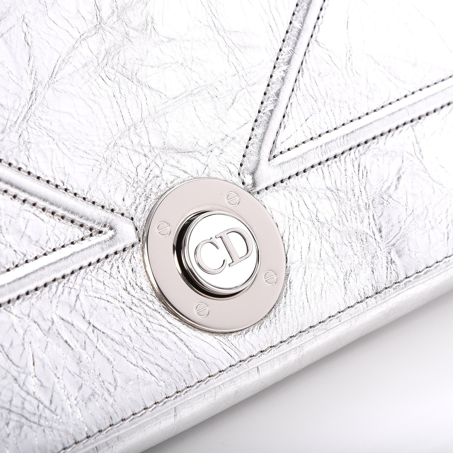 Christian Dior Metallic Calfskin Diorama Clutch Silver 9 of 9